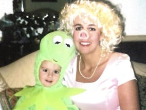 Assistant Photo Editor Ira Wilder and his mother, Renee Wilder, dress as Kermit the Frog and Miss Piggy, respectively, for Halloween in 2006. Photo courtesy of Jeff Wilder.&nbsp;