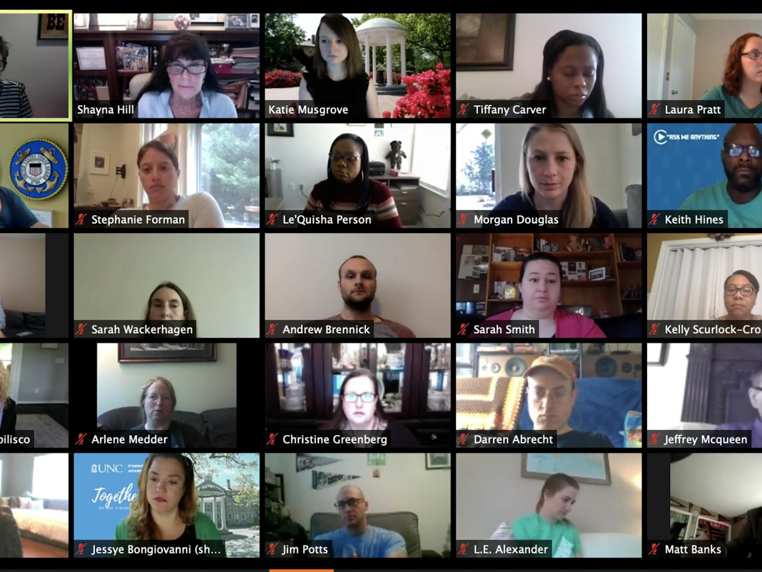 UNC's Employee Forum held a virtual meeting Wednesday, May 6, 2020 to address the logistics of remote work and conduct officer nominations for their upcoming election.&nbsp;