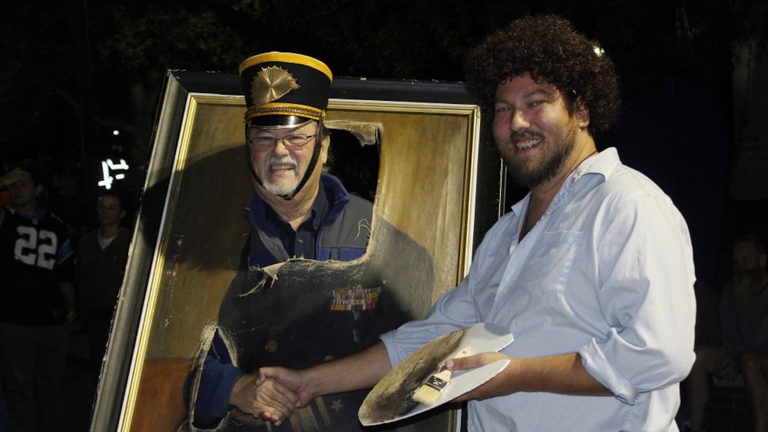 Robert Humphreys (left) and Aaron Cecil (right) team up for a picture perfect Bob Ross themed costume. 