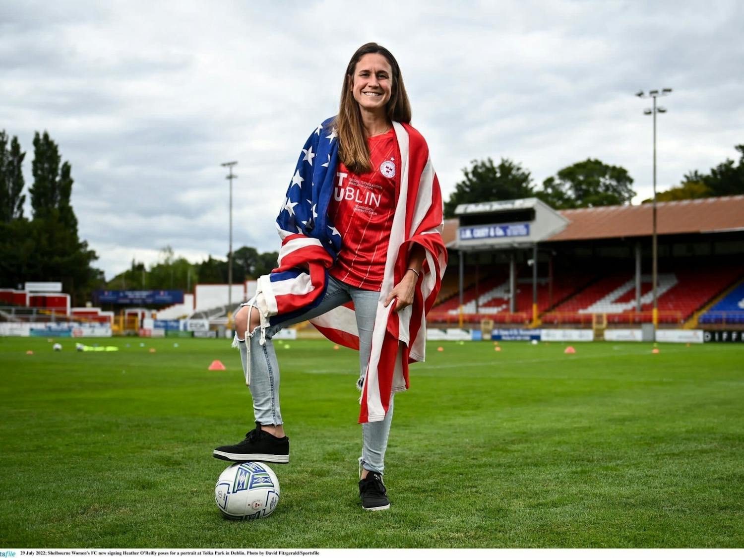 Heather O'Reilly poses for a portrait at Tolka Park in Dublin, Ireland. Photo Courtesy of Heather O'Reilly