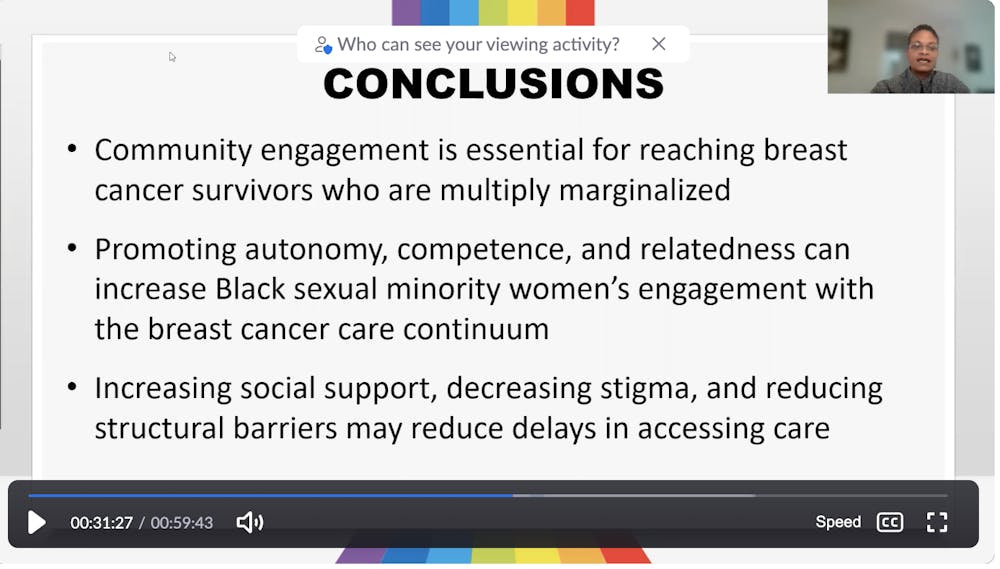 Leading campus health equity researchers spoke about their efforts to reduce social and racial inequities during "Advancing Health Equity Solutions at UNC," a webinar last Friday as part of the annual University Research Week. 