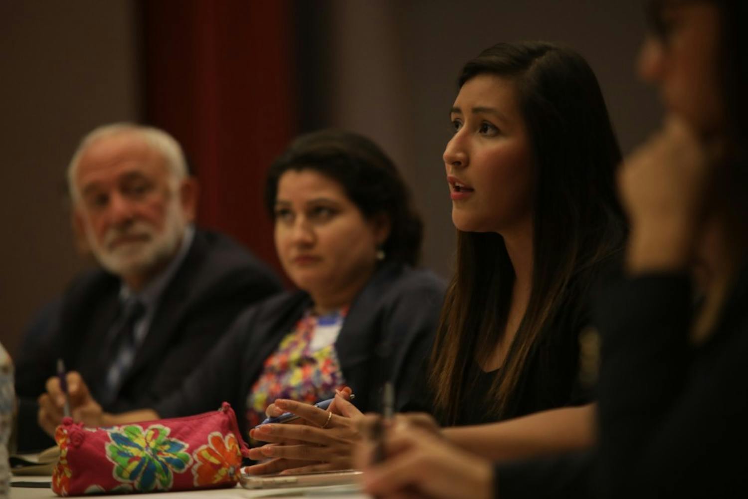 UNC senior Rubi Franco Quiroz speaks on Sept. 18 at the DACA in Crisis event, a panel discussion comprised of lawyers, activists and students about how to support the undocumented and DACAmented community.
