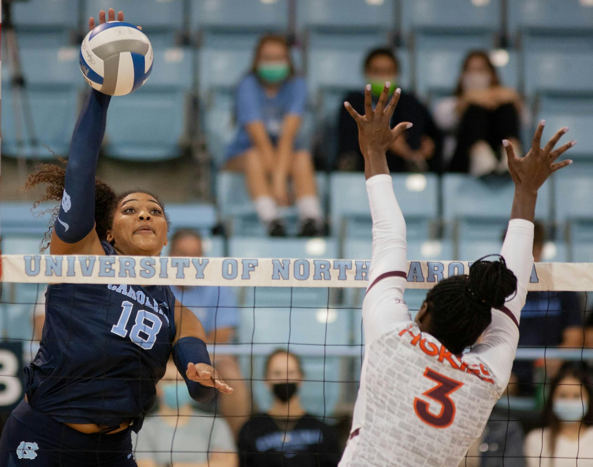UNC volleyball defeats Duke for the third time this season, winning in five sets