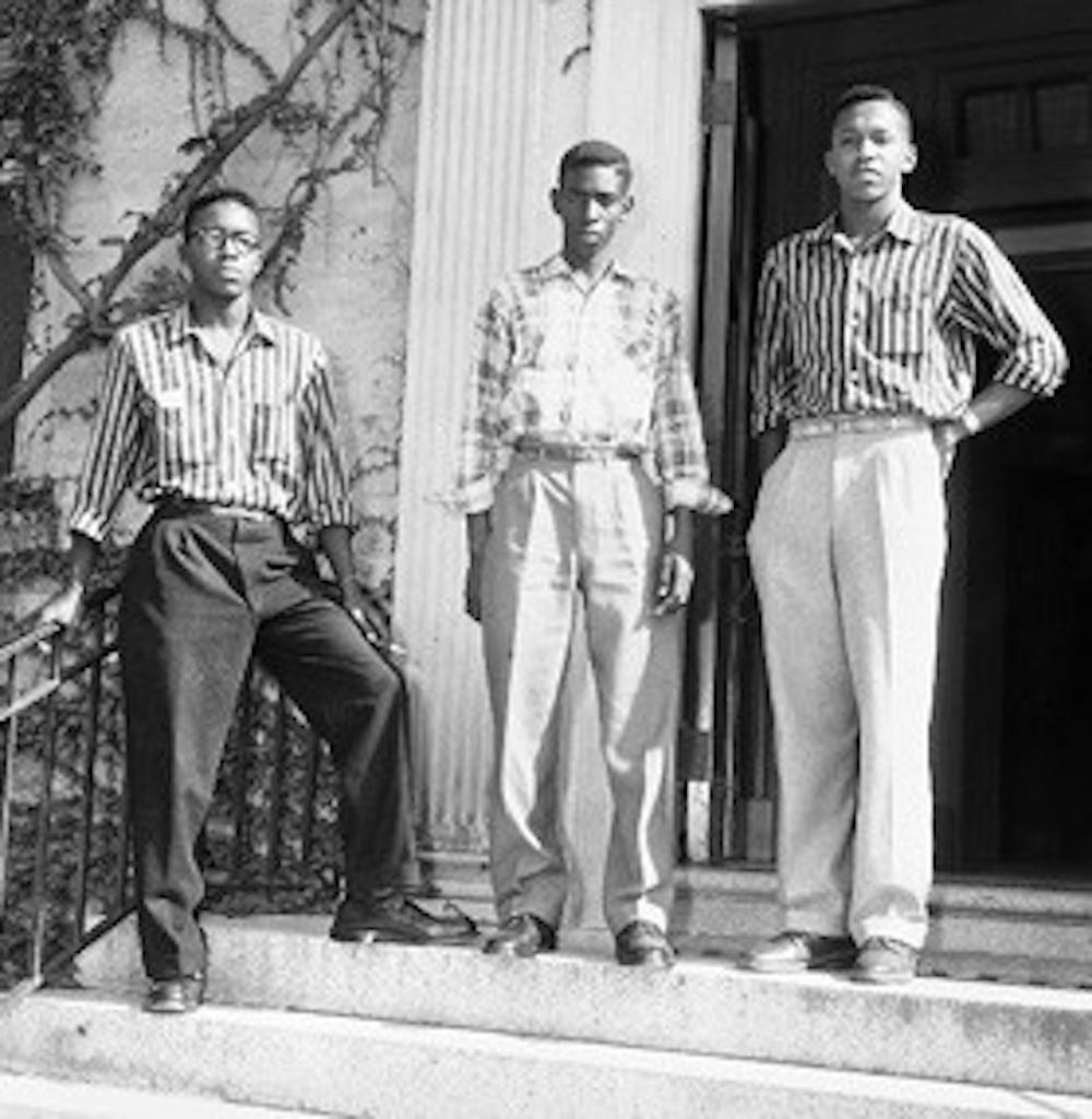 	On Sept. 16, 1955, the first three black students, Ralph and LeRoy Frasier and John Brandon (above) were admitted to UNC. Courtesy of the North Carolina Collection.