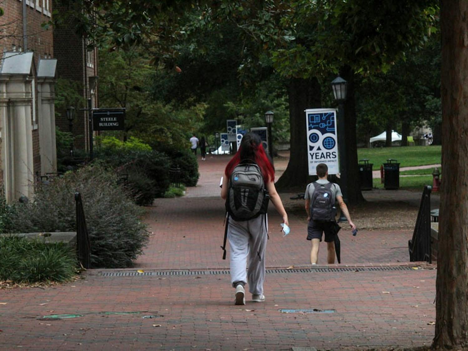 UNC Students walk on campus on Oct. 8 2021.