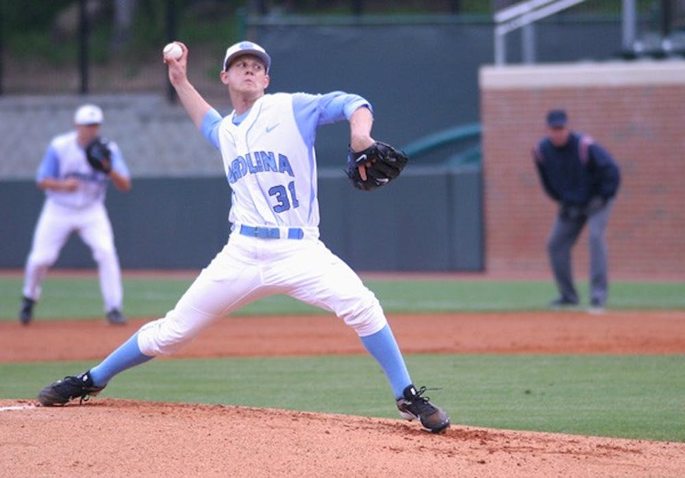 UNC's Jimmy Messer pitched for a mere two-thirds of an inning before being pulled from Wednesday’s game. DTH/Heather Kagan 
