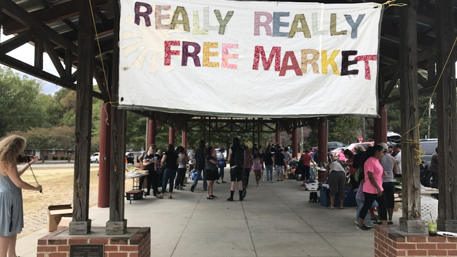 The Really Really Free Market, an anti-capitalist event, held its monthly gathering on Saturday, marking thirteen years in Carrboro.
