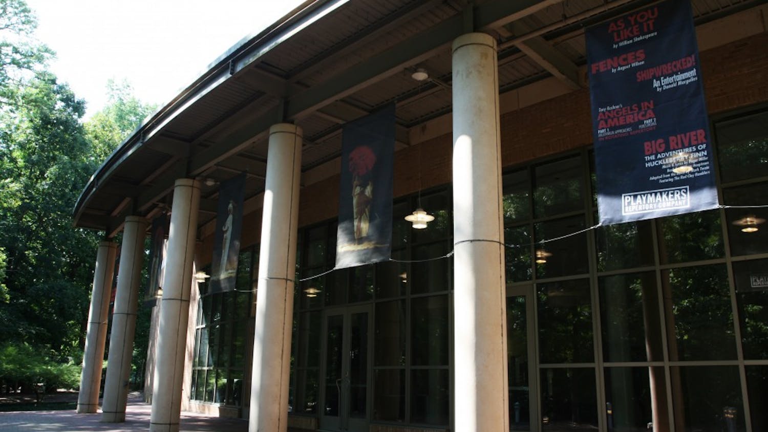 Banners promoting the fall 2010 PlayMakers Repertory Company’s season, which begins Sept. 8, hang outside the Center for Dramatic Art.
