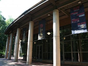 Banners promoting the fall 2010 PlayMakers Repertory Company’s season, which begins Sept. 8, hang outside the Center for Dramatic Art.
