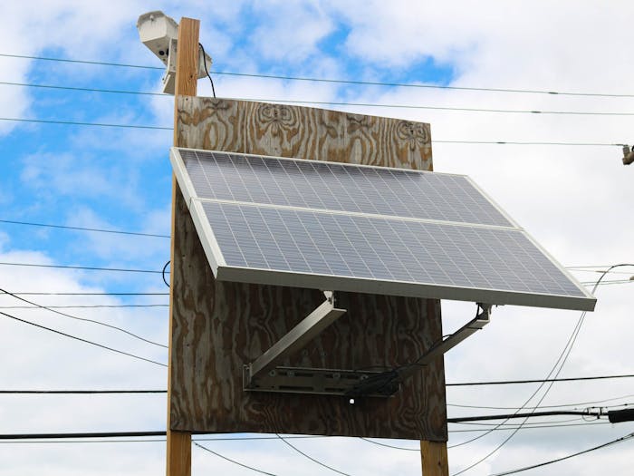A solar panel installed nearby Rosemary Street in Chapel Hill, NC.