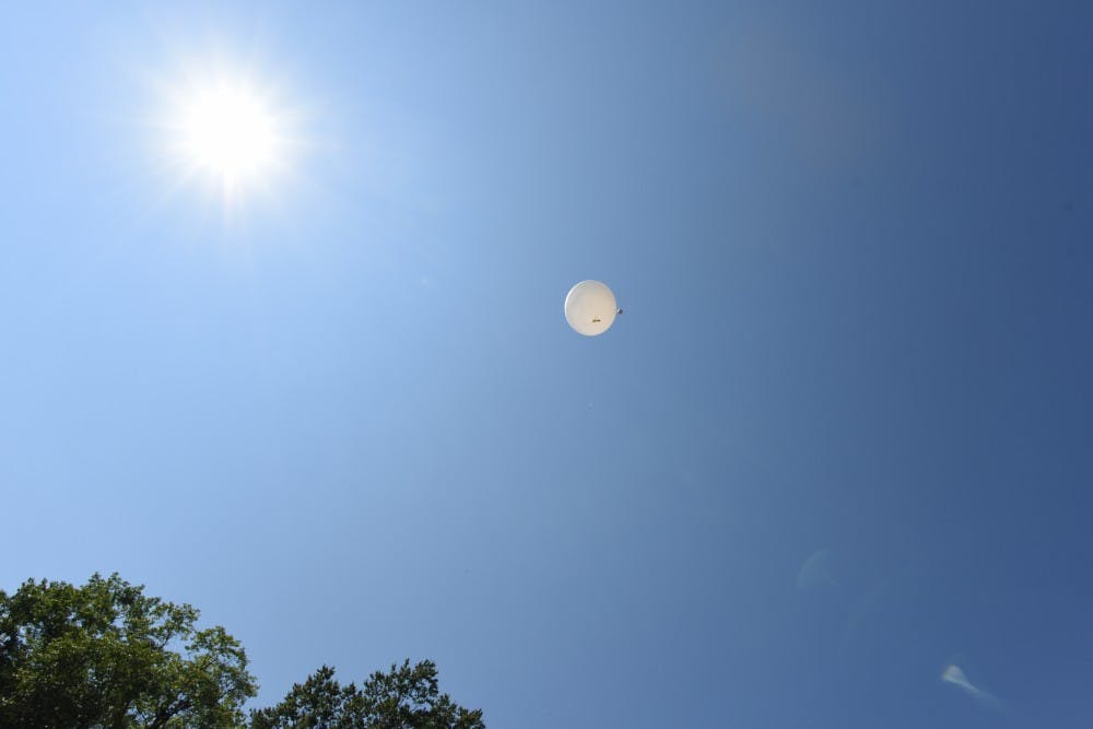 <p>NC State researchers launched a weather balloon 15 minutes after the eclipse on Monday. Photo courtesy of NCSU College of Sciences.</p>