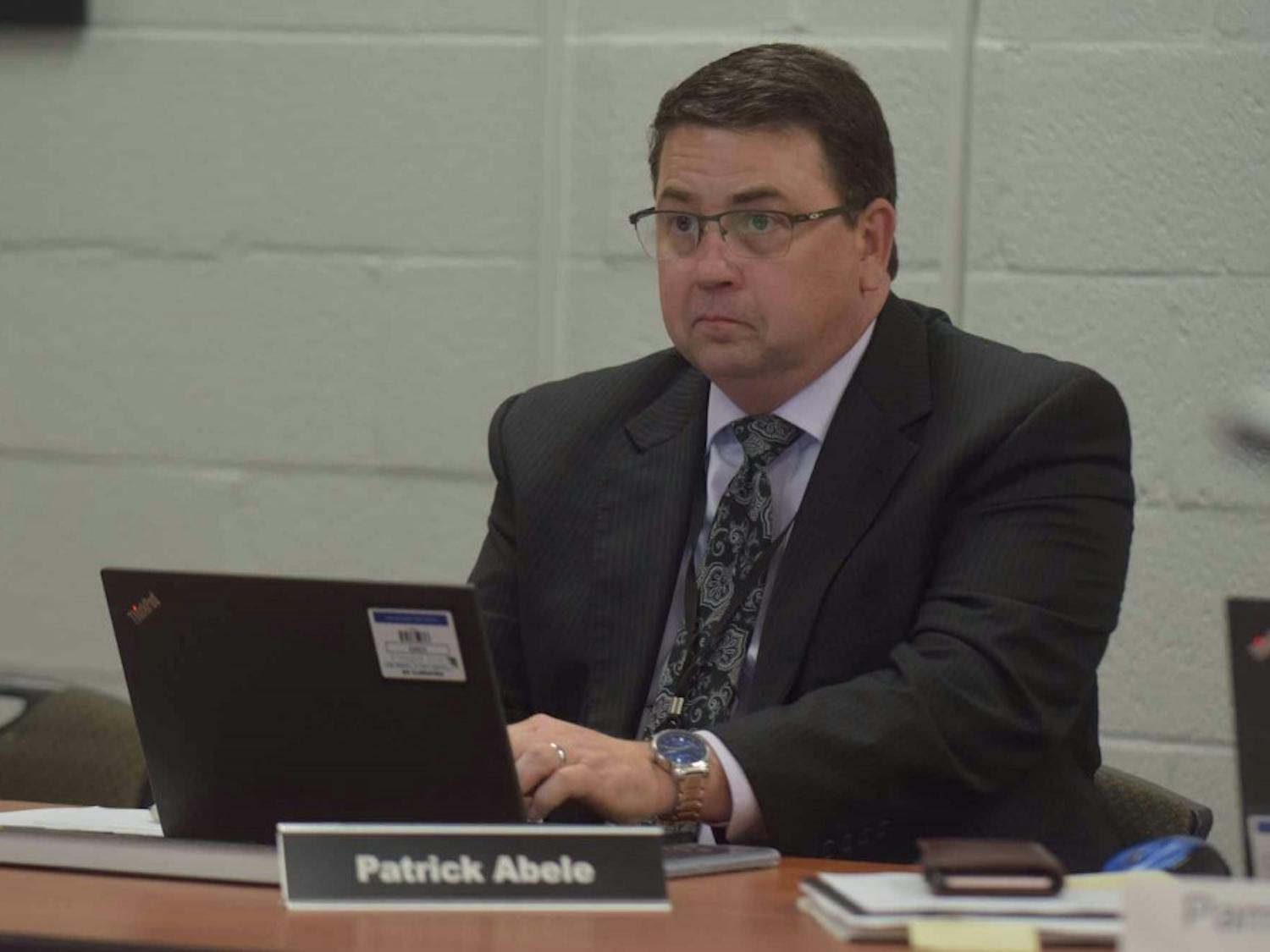 Patrick Abele, assistant superintendent of the Chapel Hill - Carrboro city schools, sits in on a district meeting on Friday, Feb. 7, 2019 at the Lincoln Center on 750 S. Merritt Mill Rd.