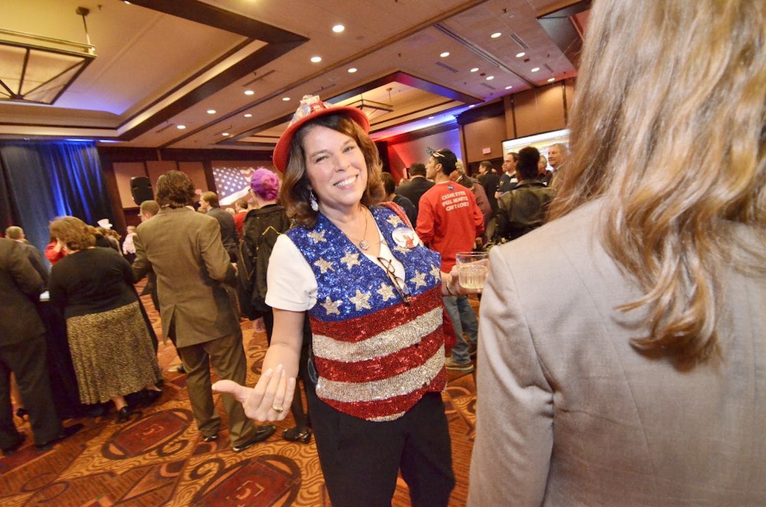 Donna Williams of Raleigh shows off her GOP pride