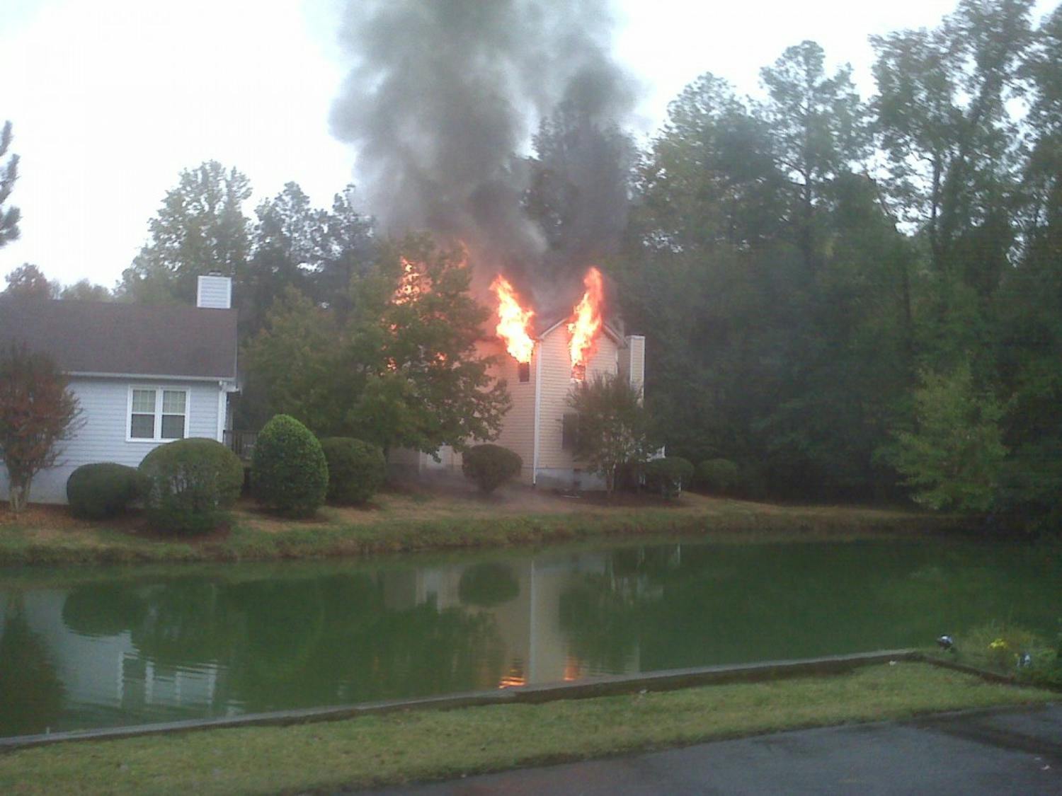 A residence burns in Carrboro.