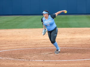First year&nbsp;Brittany Pickett (28) pitches during UNC softball’s 1-0 win over USC Upstate on Wednesday.