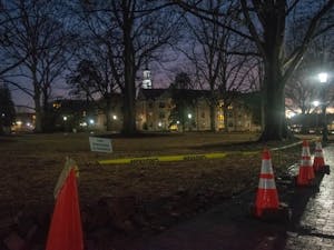 McCorkle Place, the former site of Silent Sam, on Tuesday, Jan. 29, 2019. Silent Sam is a Confederate statue whose presence on campus faced heated opposition in the form of protests and demonstrations. It was eventually forcibly removed by protestors. A number of protestors who opposed the statue have received trespass notices. Many activists believe these notices may be an attempt to silence them due to difficulty in appealing the notices.