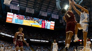 UNC graduate forward Pete Nance (32) shoots the ball during UNC's game against Boston College on Tuesday, Jan. 17, 2022. UNC won 72-64.