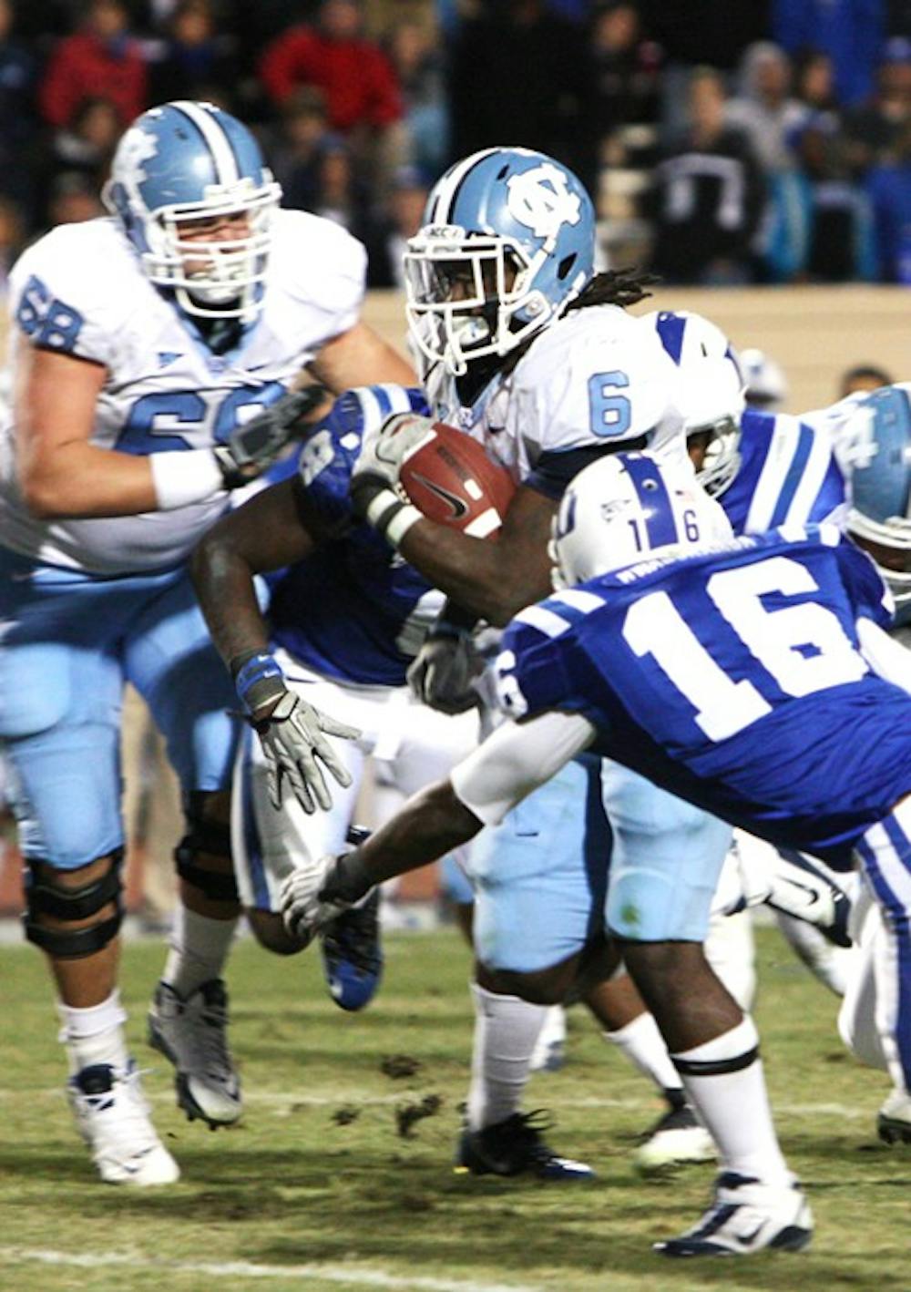 Tailback Anthony Elzy waited his entire career for the game he had against Duke. During the past three games, Elzy has totaled 531 all-purpose yards for the Tar Heels.