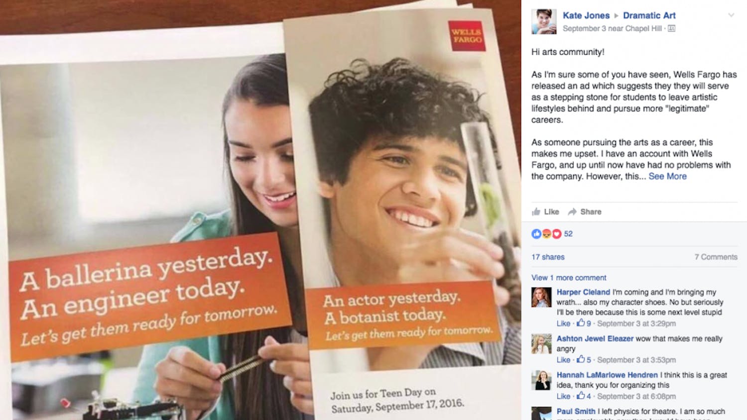 The ads that Wells Fargo ran. They have since&nbsp;apologized for the ad campaign.&nbsp;