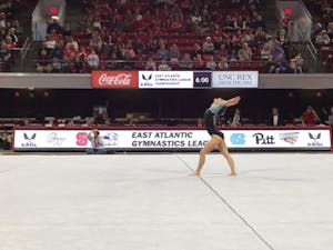 Morgan Lane, now a senior, competes in the 2017 EAGL Championships in Raleigh.