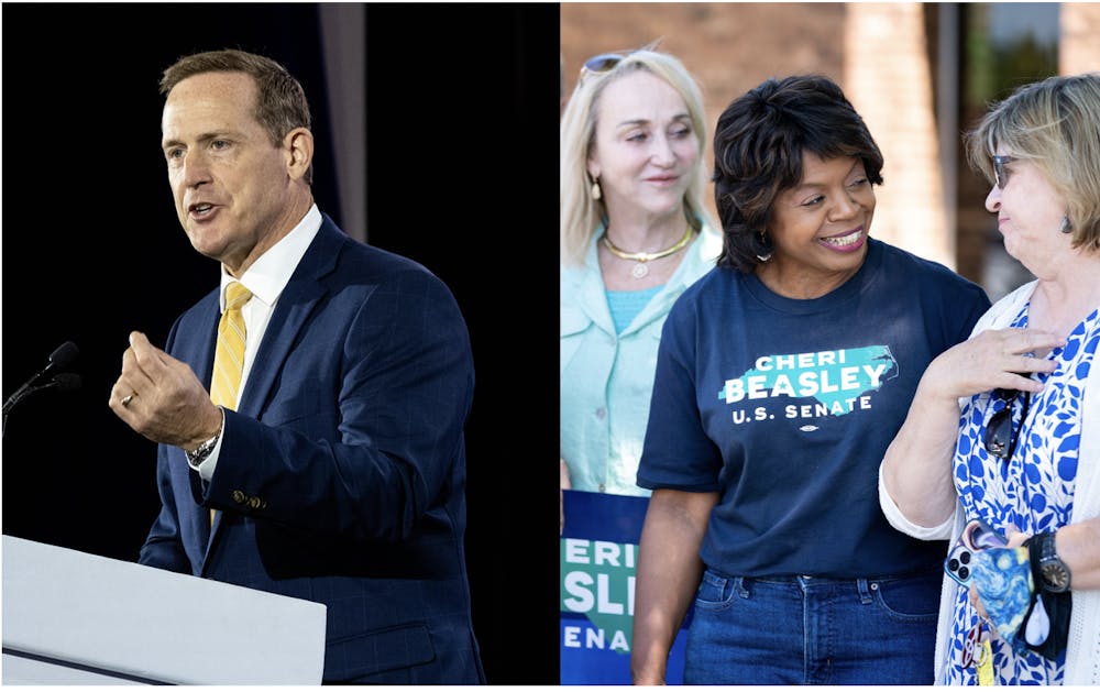 <p>Ted Budd, pictured on left, courtesy of Seth Herald/Getty Images/TNS has won North Carolina's U.S. Senate seat, beating Cheri Beasley, pictured on right, courtesy of Sean Rayford/Getty Images/TNS. &nbsp;</p>