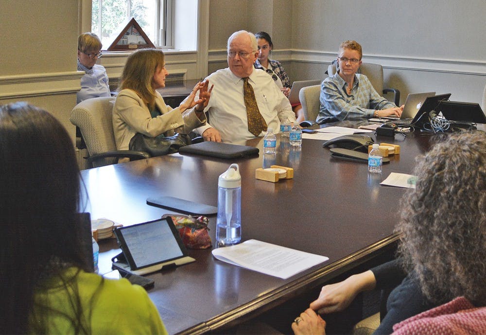 The UNC Faculty Executive Committee discusses new policy ideas for the University during a meeting in South Building on Monday.
