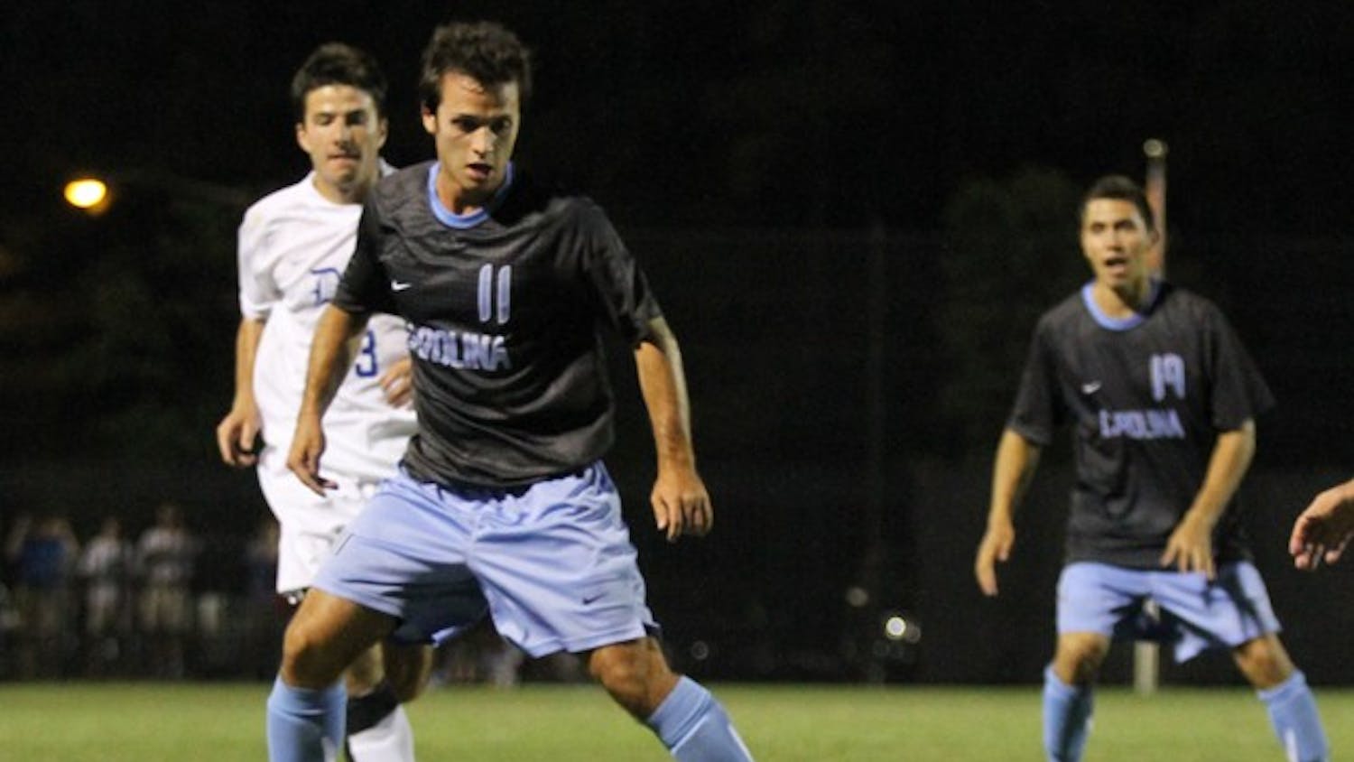 Bruno Castro controls the ball against Duke on Friday. The freshman’s 79th-minute goal gave UNC a 1-0 win. It was his first as a Tar Heel.