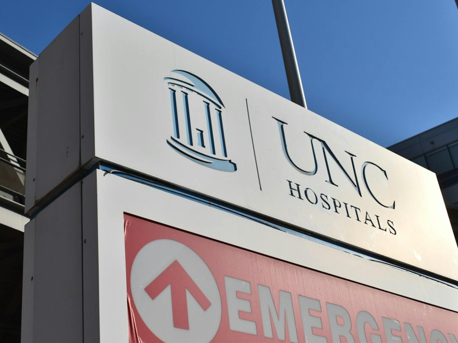 The UNC Hospitals emergency entrance sign is pictured on Monday, Jan. 31, 2022. 