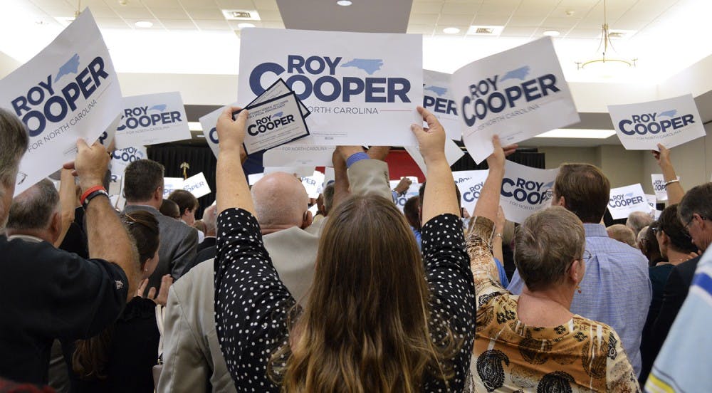 Students and members of the community gather at Nash County Community College in the Brown Auditorium on Monday, October 12 as North Carolina Attorney General Roy Cooper's announces he will be running for North Carolina Governor in 2016.