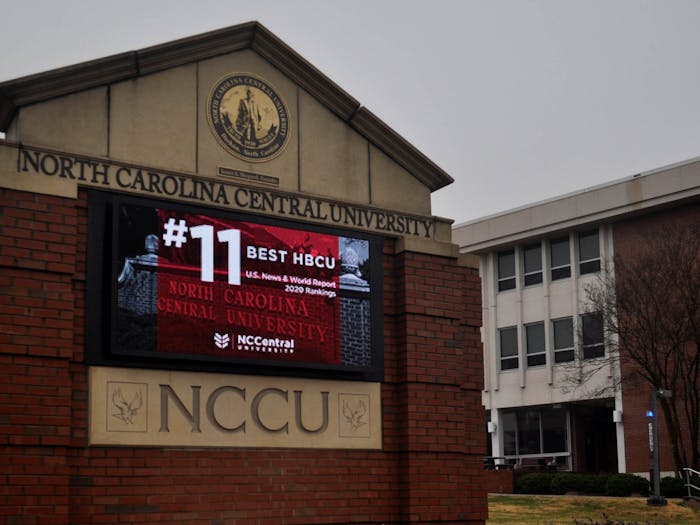 A digital sign on campus boasts North Carolina Central University's rank as the 11th best HBCU according to US News and World Report 2020 Rankings in Durham on Sunday, Dec. 1, 2019. There are currently five major capital projects underway at NCCU, including a new student center and three new residence halls.