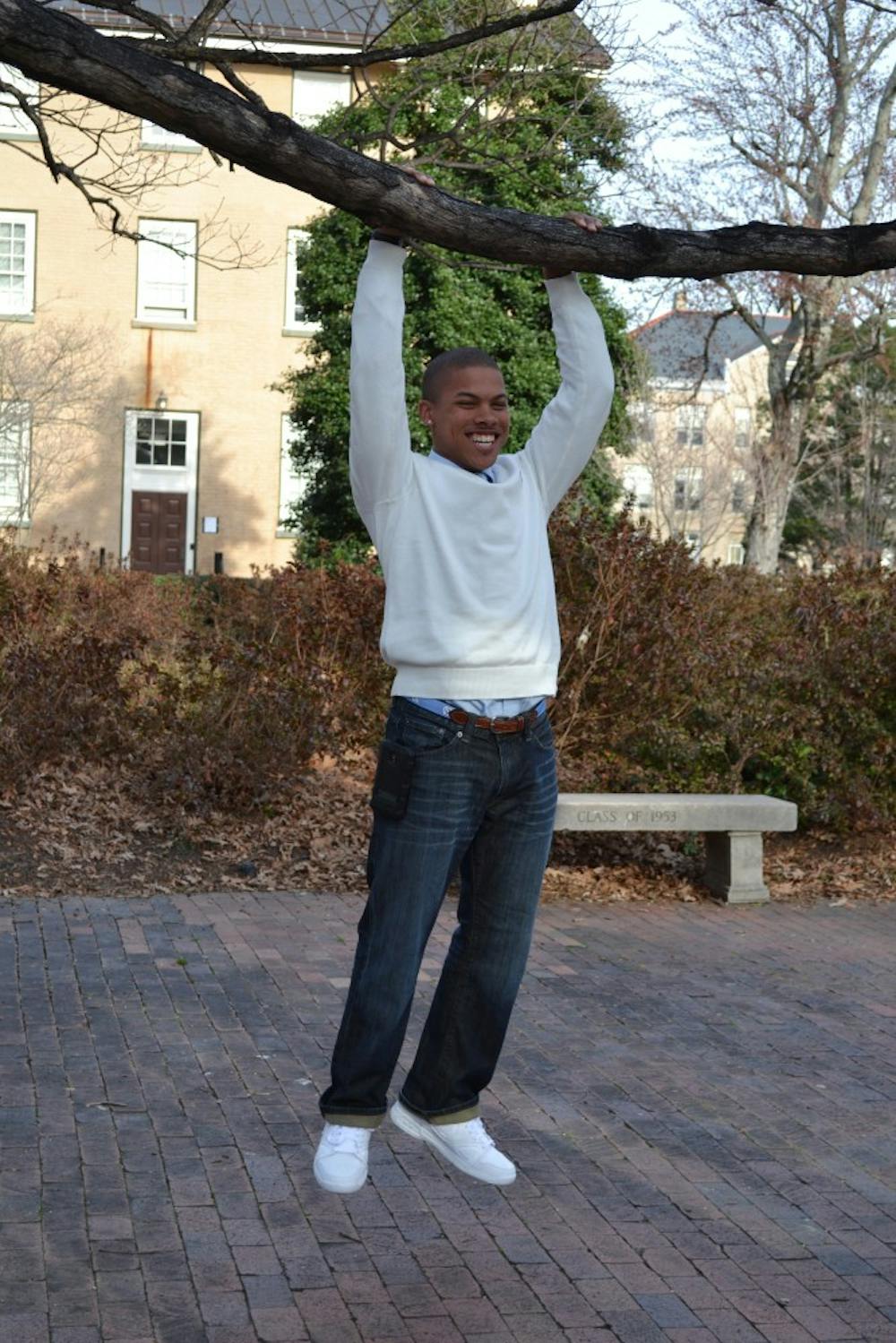 	Calvin Lewis Jr. &#8220;hangs out&#8221; near the Old Well.