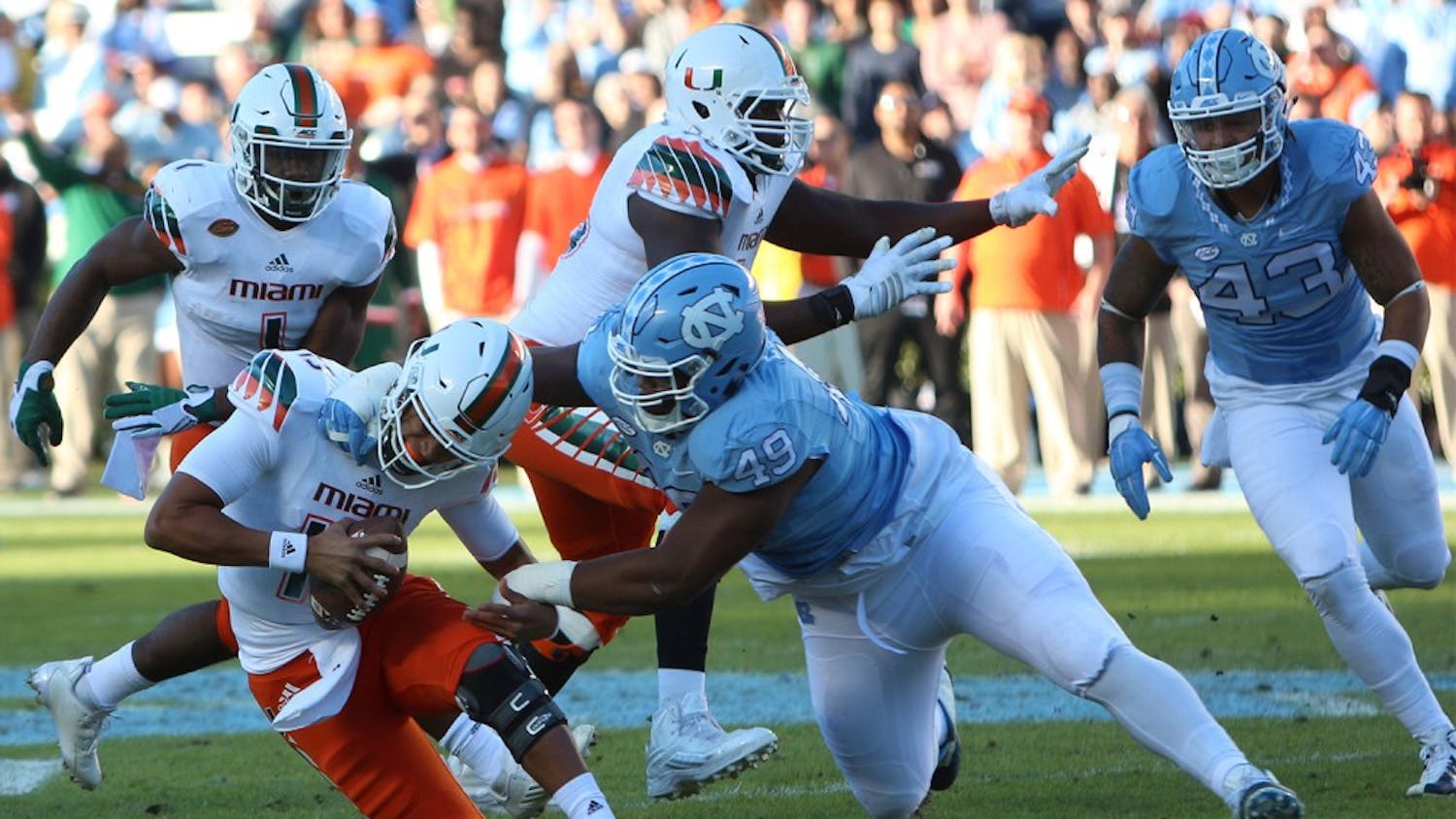 The UNC football team goes undefeated in Kenan Stadium for the 2015 season after their win against Miami on Saturday afternoon.