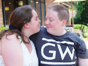 Danielle Martin (left) and Katy Folk pose in front of Caribou Coffee on June 30. Martin and Folk plan to get married in North Carolina in May 2016.