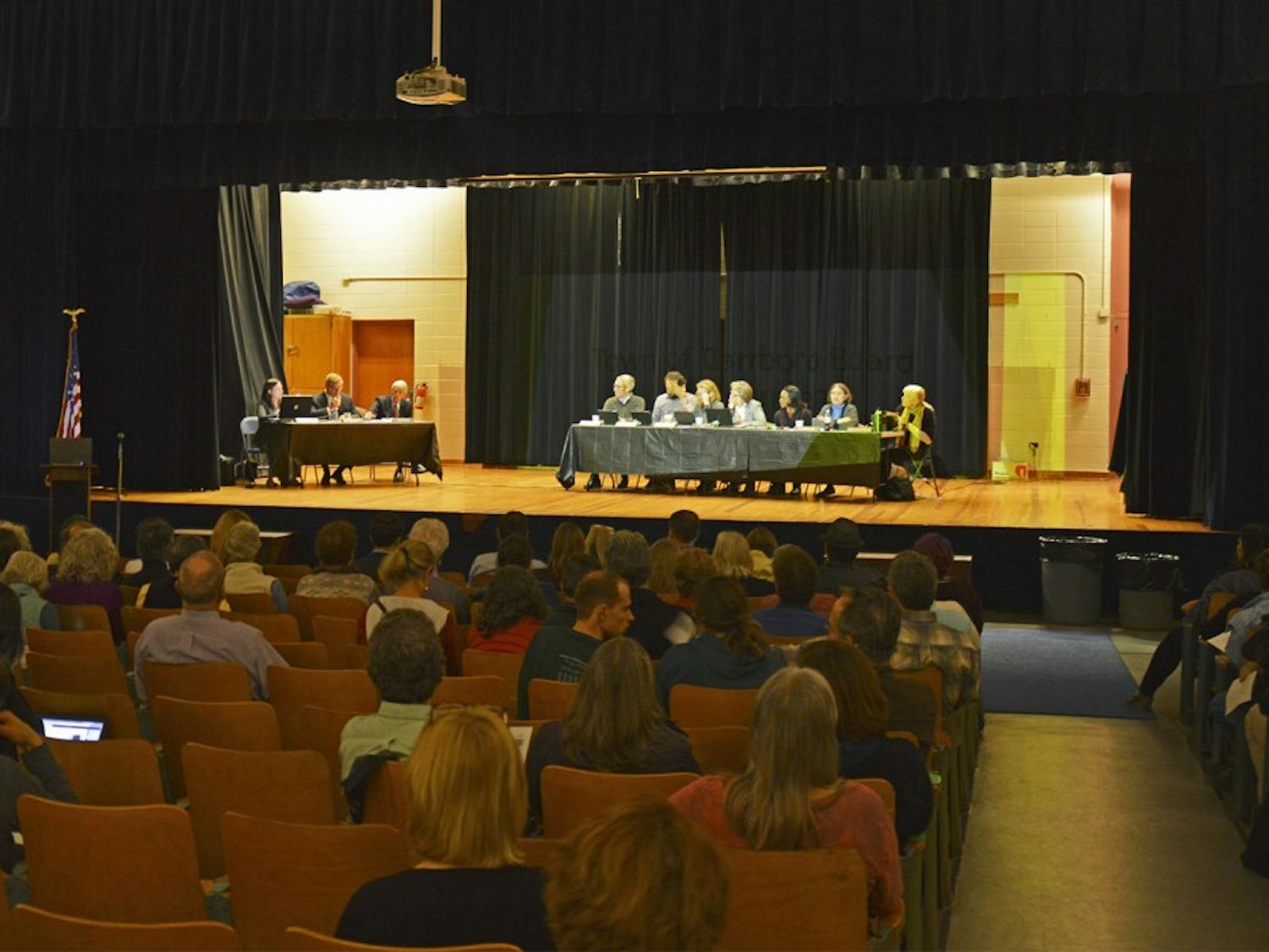 On March.22, 2016 Carrboro Board of Aldermen Public Hearing of the IFC's FoodFirst Meeting is held at the Carrboro Elementary School Auditorium.  