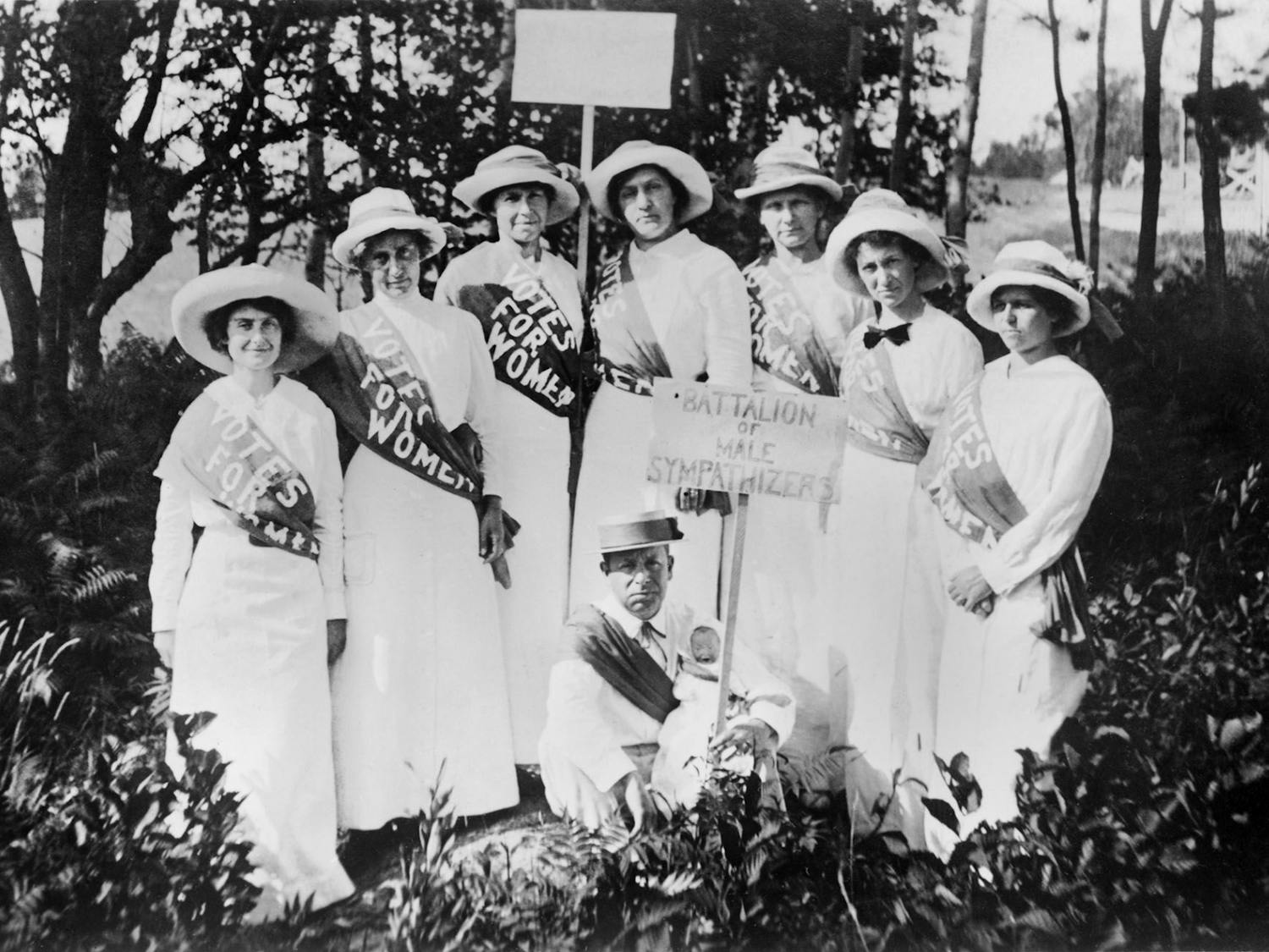 Pictured about is a group of North Carolina suffragists from 1916-1920. Gertrude Weil, president of the North Carolina Equal Suffrage Association, is on the far left. Photo courtesy of State Archives of North Carolina.