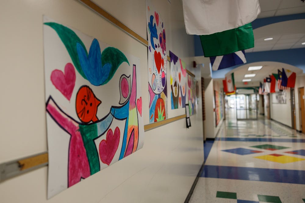 <p>Art decorates the hallways of Mel and Zora Rashkis Elementary School on Monday, March 20, 2023. This month, students in CHCCS are participating in Youth Art Month.</p>