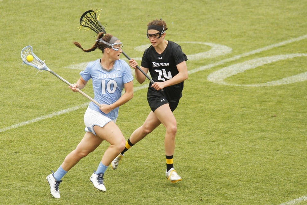 The UNC women's lacrosse team defeated Towson 17-8 at Kenan Stadium on Saturday, April 19. 