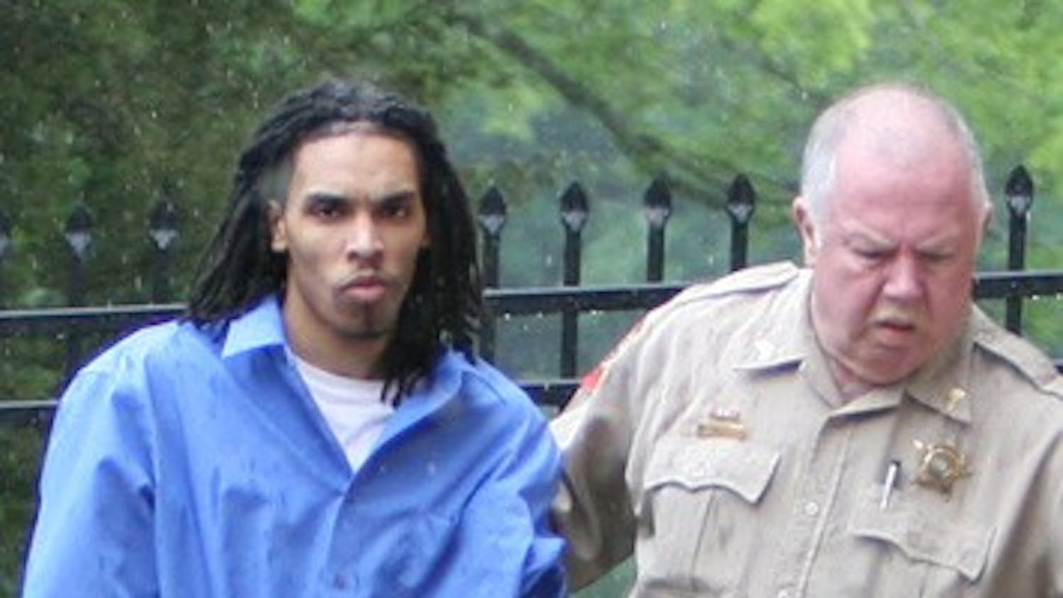 Demario James Atwater is escorted into court Monday for his hearing in the Eve Carson  murder case. DTH/Stephen Mitchell