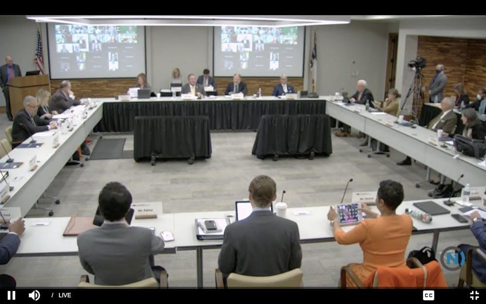 A screenshot of the Board of Governors meeting on Friday, Jan. 10, 2022. 