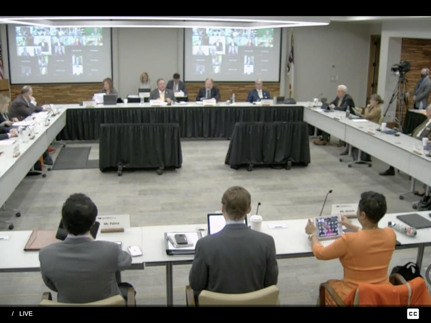 A screenshot of the Board of Governors meeting on Friday, Jan. 10, 2022. 