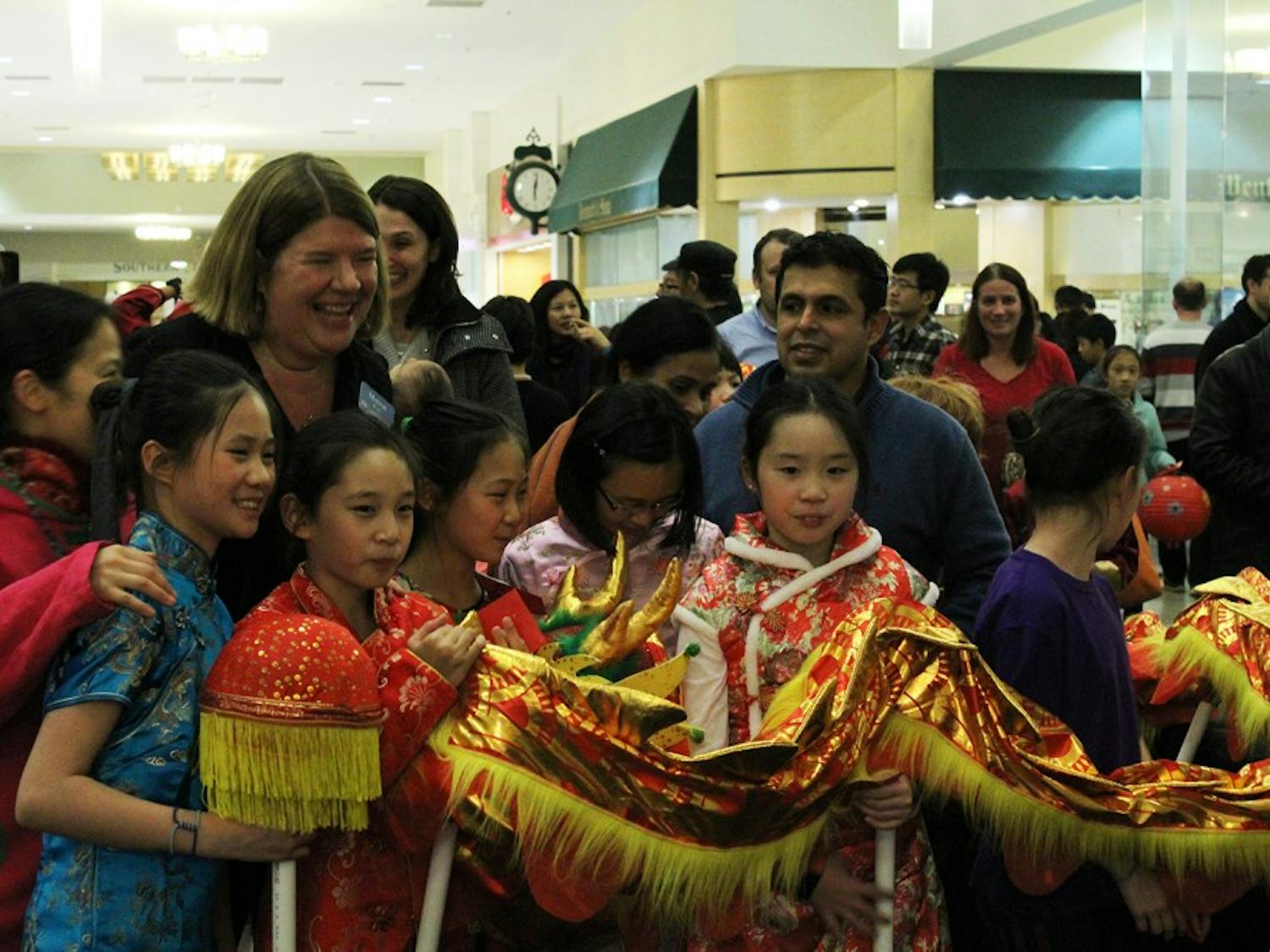 Chapel Hill Town Mayor, Pam Hemminger, celebrates the Chinese New Year at Univeristy Place with Lantern Festival participants. 