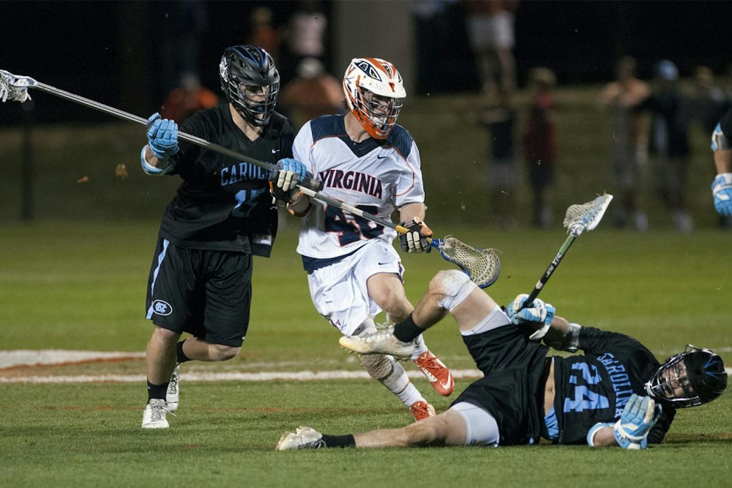 The North Carolina men’s lacrosse team was tied with the Virginia Cavaliers before Steve Pontrello’s two goals in the third quarter led the team to a win.THE CAVALIER DAILY/LAUREN HORNSBY