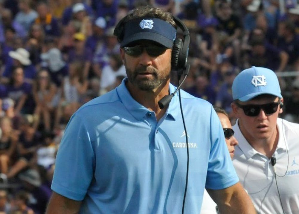 Larry Fedora on the sidelines of Saturday's game against ECU.