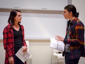Hannah Hendren (left) and Andrew Linden (right) play Natalie and Henry in LAB! Theatre's production of "Next to Normal." Photo courtesy of Caroline Amy.