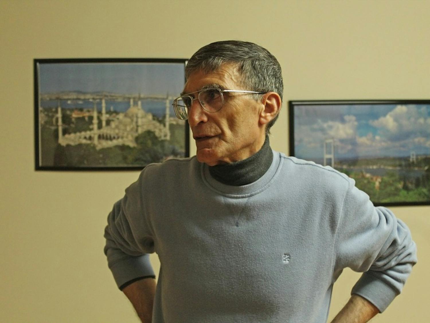 Aziz Sancar stands in the home he owns and runs for students from Turkey to adjust to life at UNC on Wednesday Oct. 28, 2015.