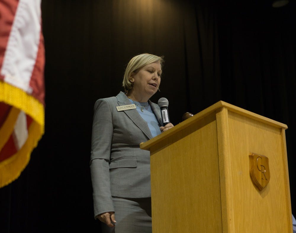 2020 Candidate for NC Supreme Court, Lucy Inman, gave the keynote speech at the Orange County Democratic Convention Saturday, March 30, 2019 at Cedar Ridge High School.  "They even changed the ballots to favor Republicans. This was not at the request of any judge I know.  This was a legislative agenda," said Inman when speaking on election tampering.