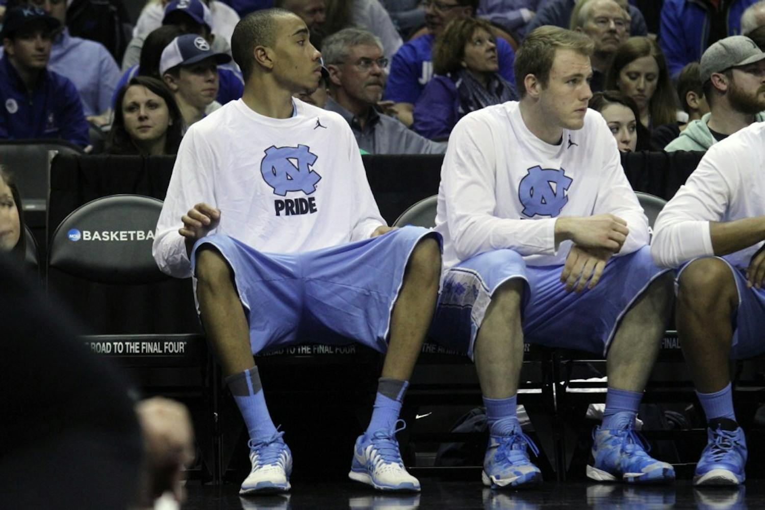 Brice Johnson watched most of the game from the bench after an injury sent him out of the game in the first half. The UNC men's basketball team lost to Iowa State 85-83 in the third round of the NCAA tournament.  