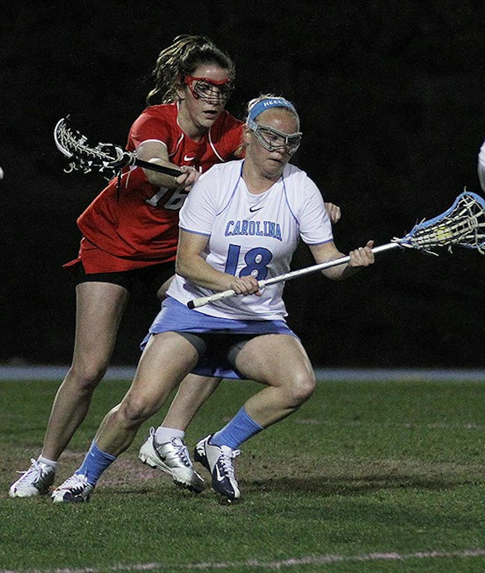 	North Carolina attacker Abbey Friend makes a cut away from a defender earlier this season. She’s UNC’s second-leading scorer. 