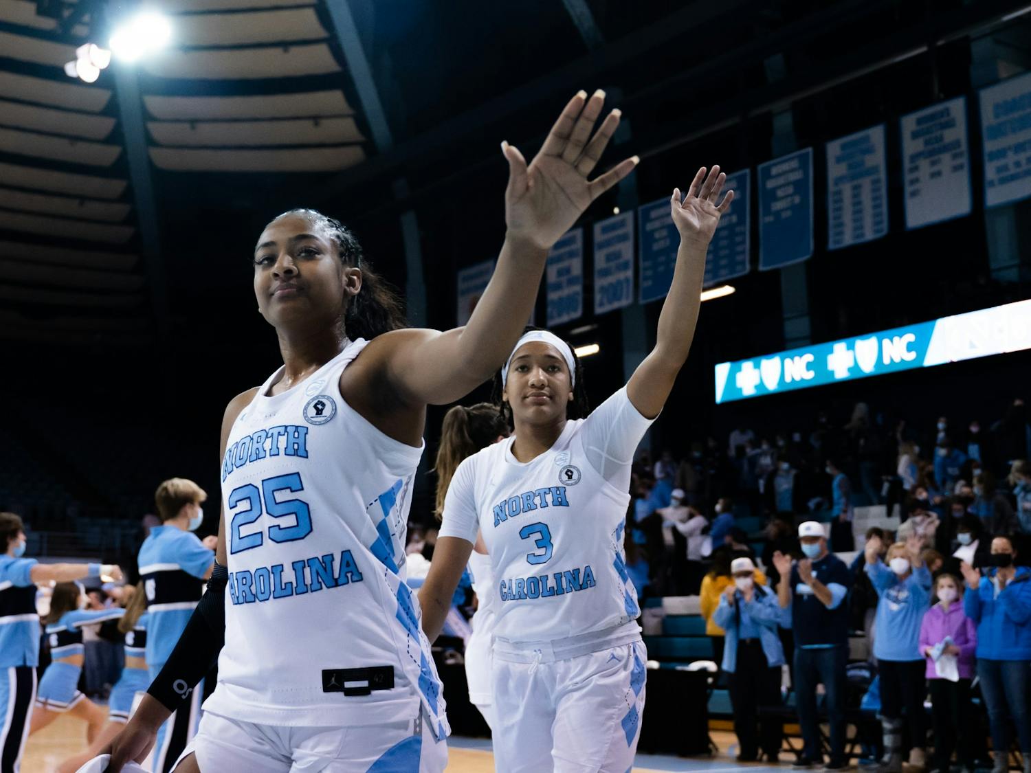 Sophomore guard and leading scorer of the night Deja Kelly (25) makes a free-throw against UVA  Friday, Jan. 20, 2022, in Carmichael Arena. UNC won 61-52, and Kelly finished the night as the leading scorer with 18 points.