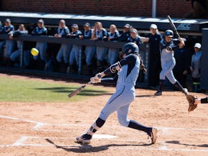 Sophomore first baseman Kiersten Licea (1) hits a home run during the game against Pittsburgh at G. Anderson Softball Stadium on March 1, 2020. UNC won 1-9.